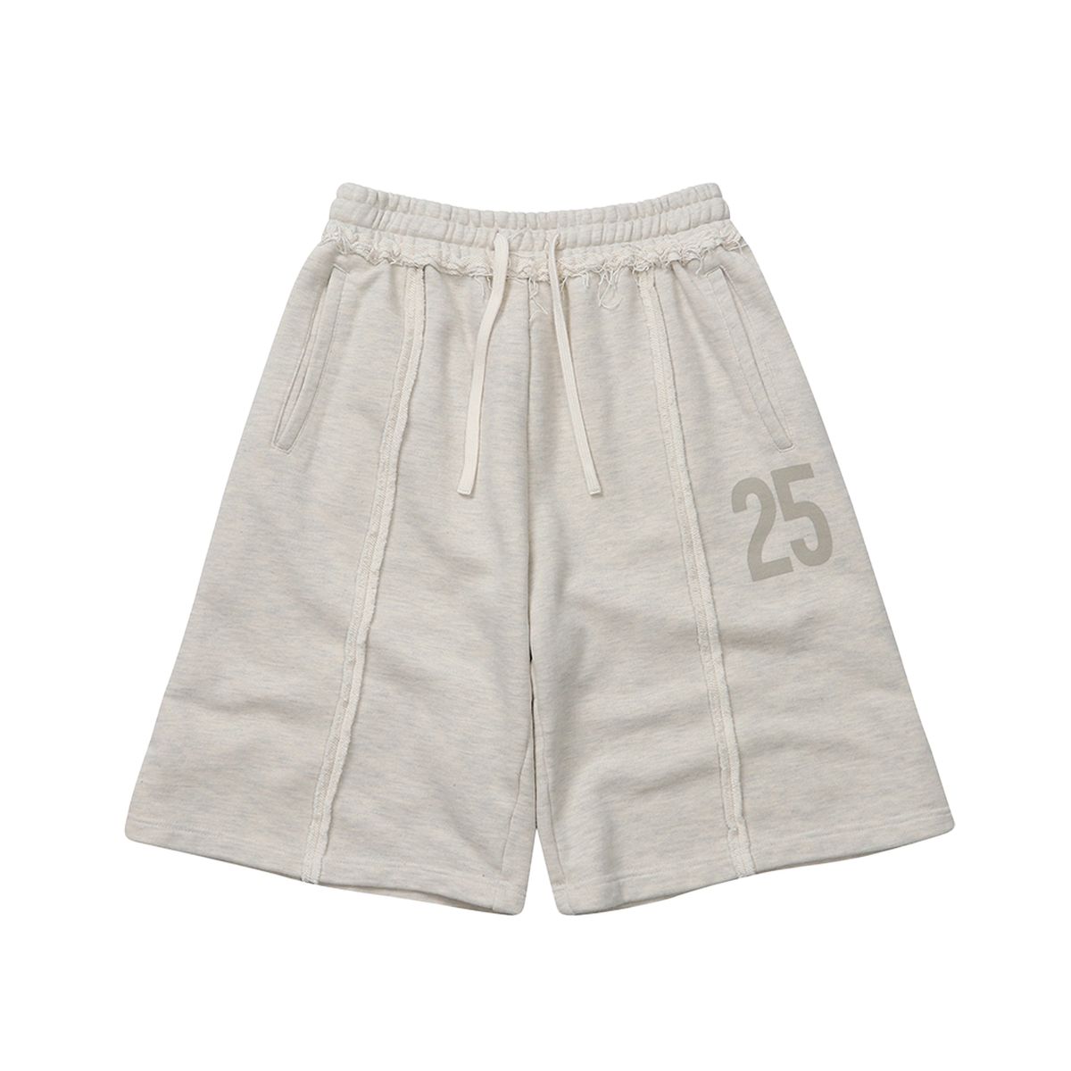 이이이알알알(EEERRR) Weekend Warrior Typography Printing Washing Short Pants Oatmeal