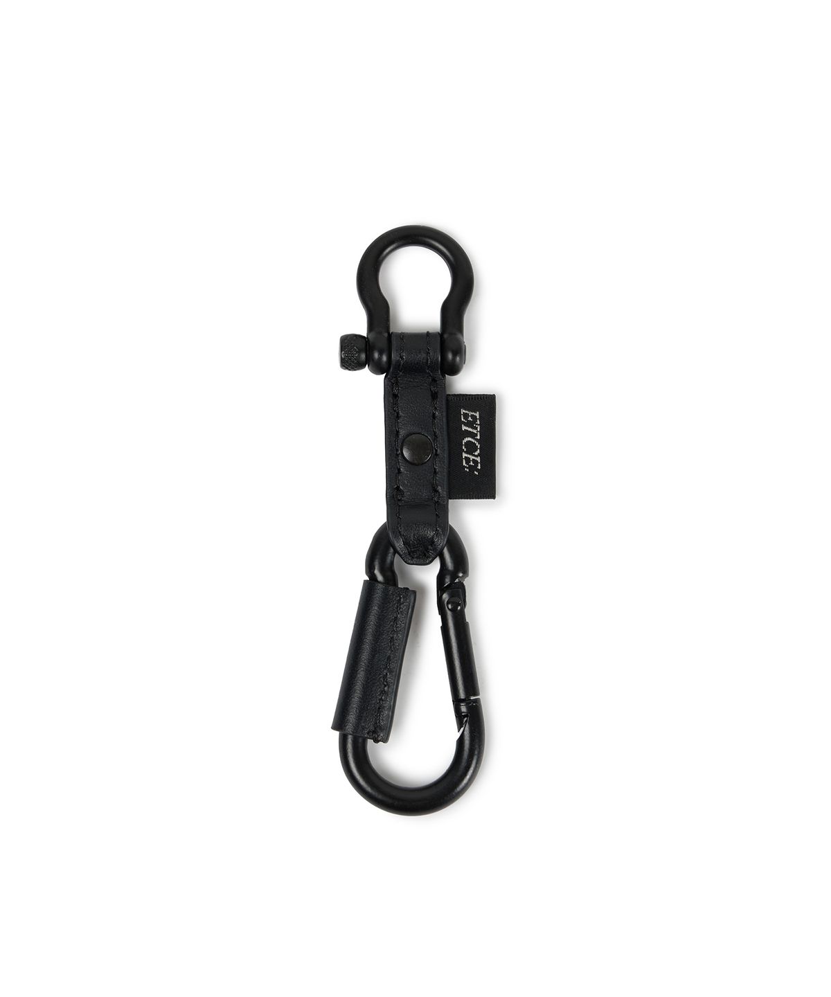 이티씨이(ETCE) LEATHER CARABINER KEYRING (BLACK)