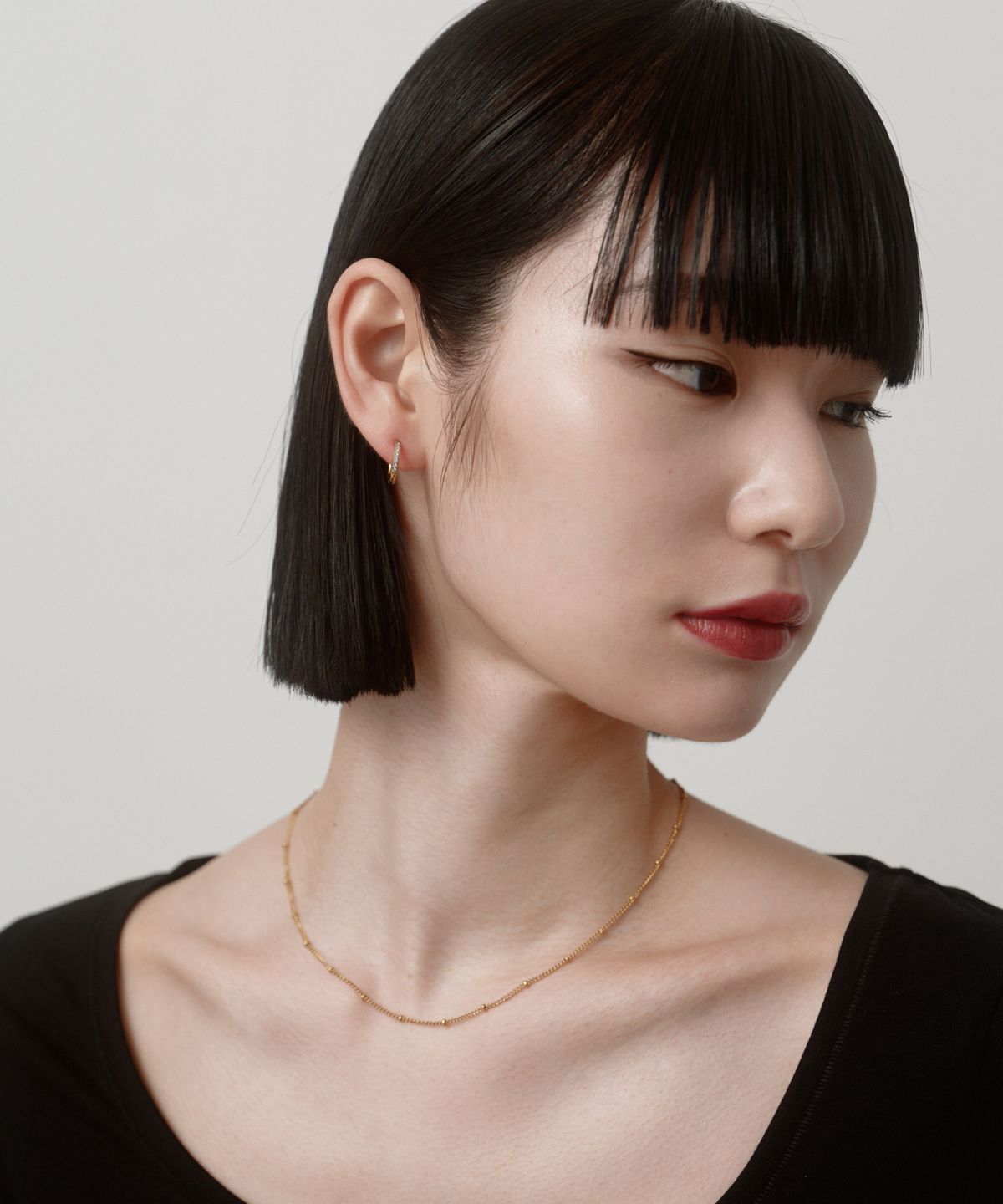 노비스도쿄(NOVICE TOKYO) CZ 후프 피어스 써지컬 CZ Hinged Hoop Pierce Stainless / Gold