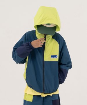 쿨 컬러 블록 윈드브레이커 주니어바람막이 블랙,블루