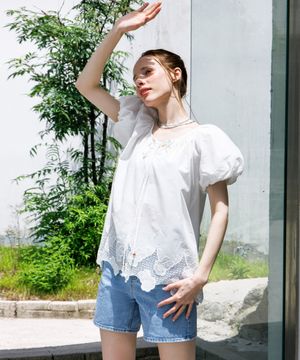 루나 스캘럽 블라우스