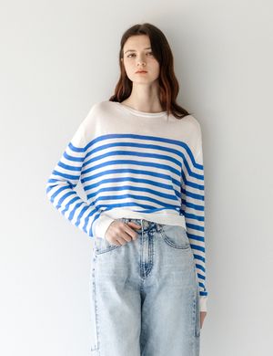 Seethrough stripe knit (blue)
