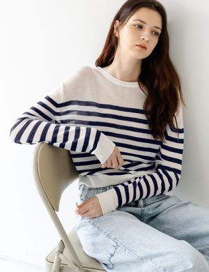 Seethrough stripe knit (navy)