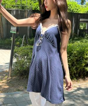 Dot Pattern Pleats OPS Navy