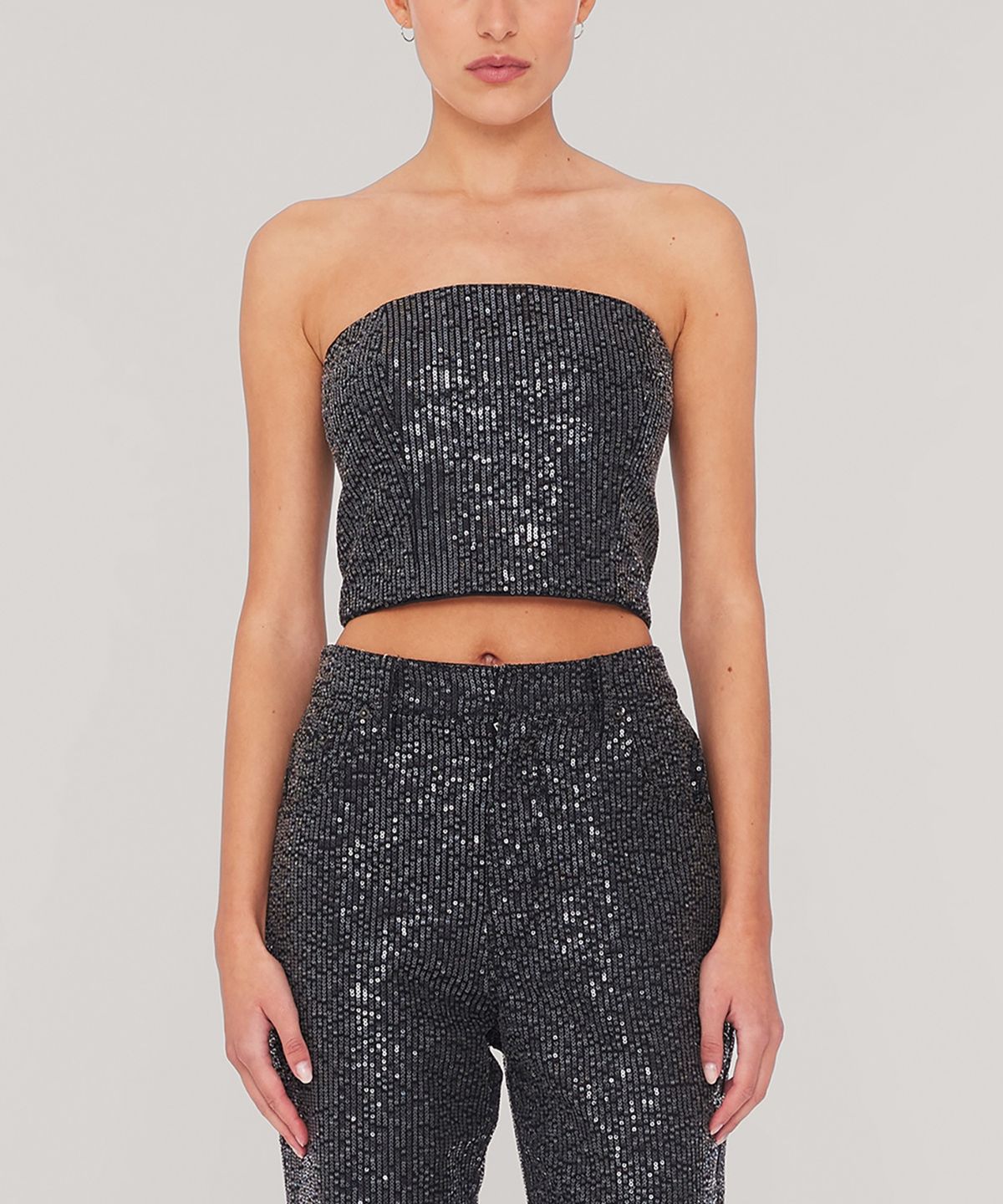 로테이트(ROTATE) (W) 트윌 시퀸 탑 블랙 TWILL SEQUIN TOP BLACK