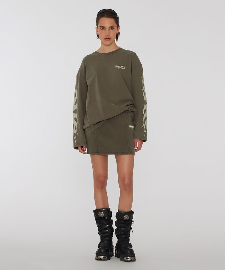 (W) 엔짐 스웨트 미니 스커트 씨 터틀 ENZYME SWEAT MINI SKIRT SEA TURTLE