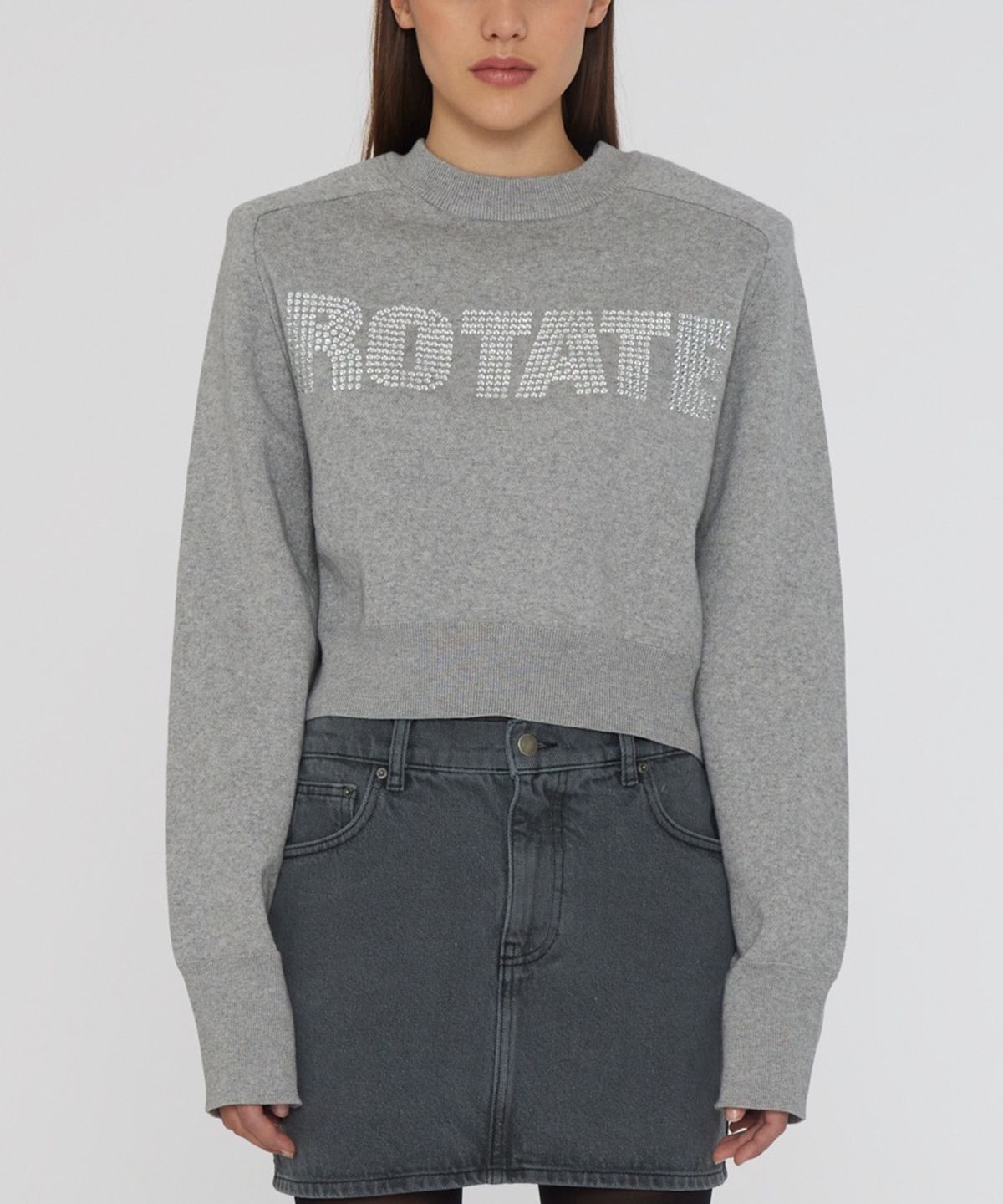 로테이트(ROTATE) (W) 펌 니트 크롭 점퍼 루나 락 FIRM KNIT CROPPED JUMPER LUNAR ROCK