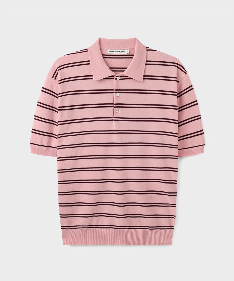 HARD TWIST EASY POLO KNIT [LIGHT PINK STRIPE]