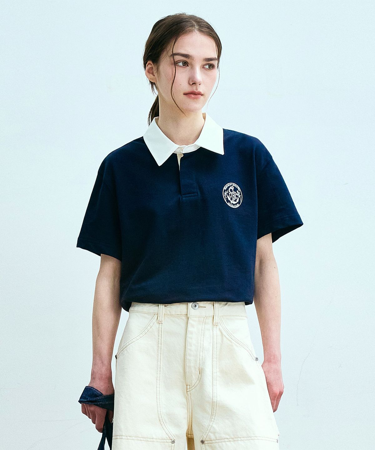 유니폼브릿지(UNIFORM BRIDGE) rugby s/s tee(womens) navy