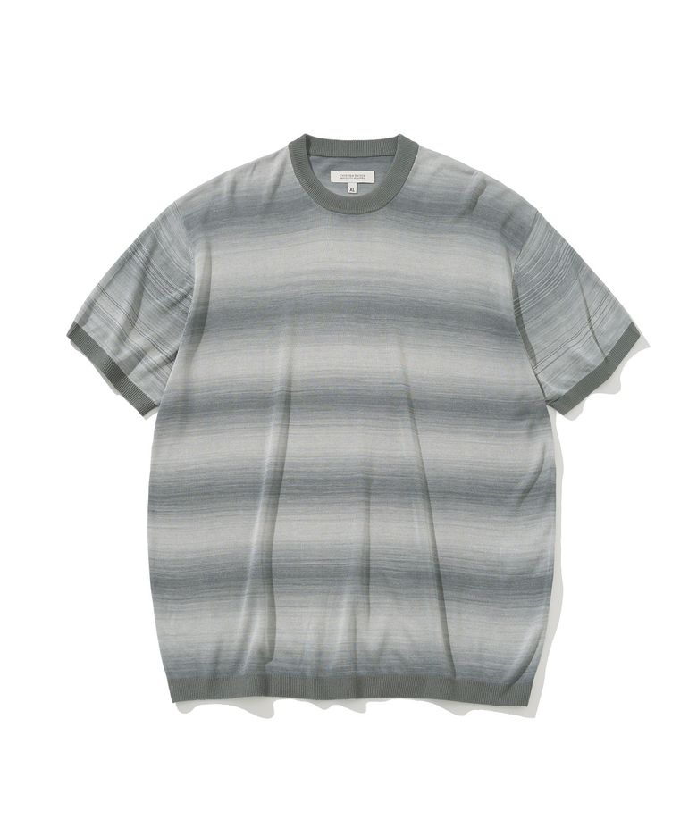 stripe summer crew neck knit grey