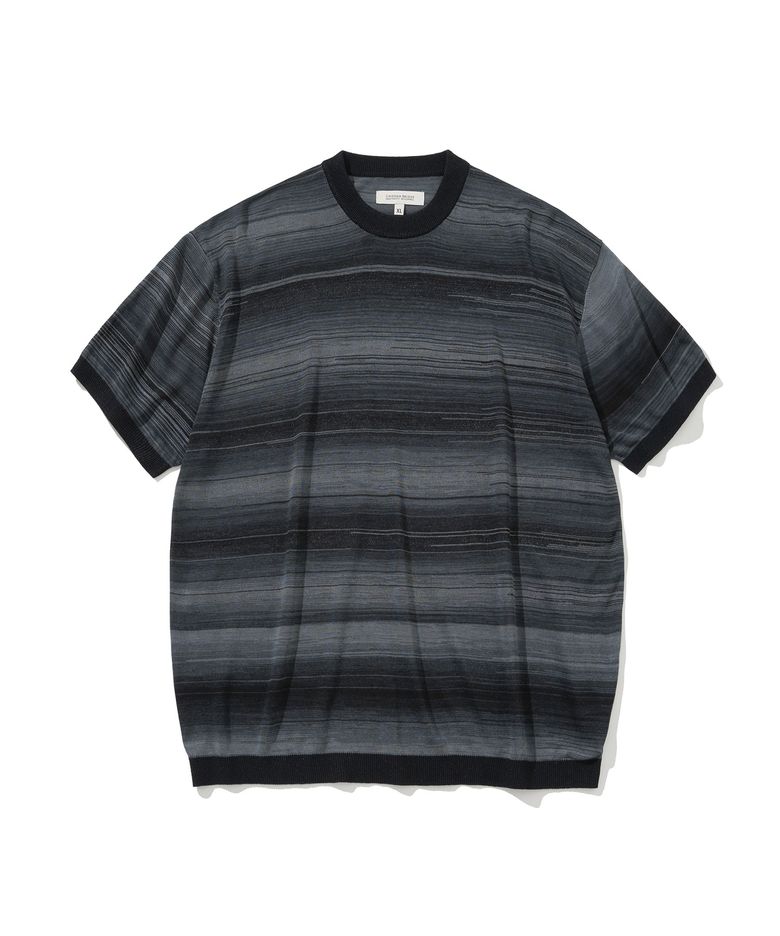 stripe summer crew neck knit black