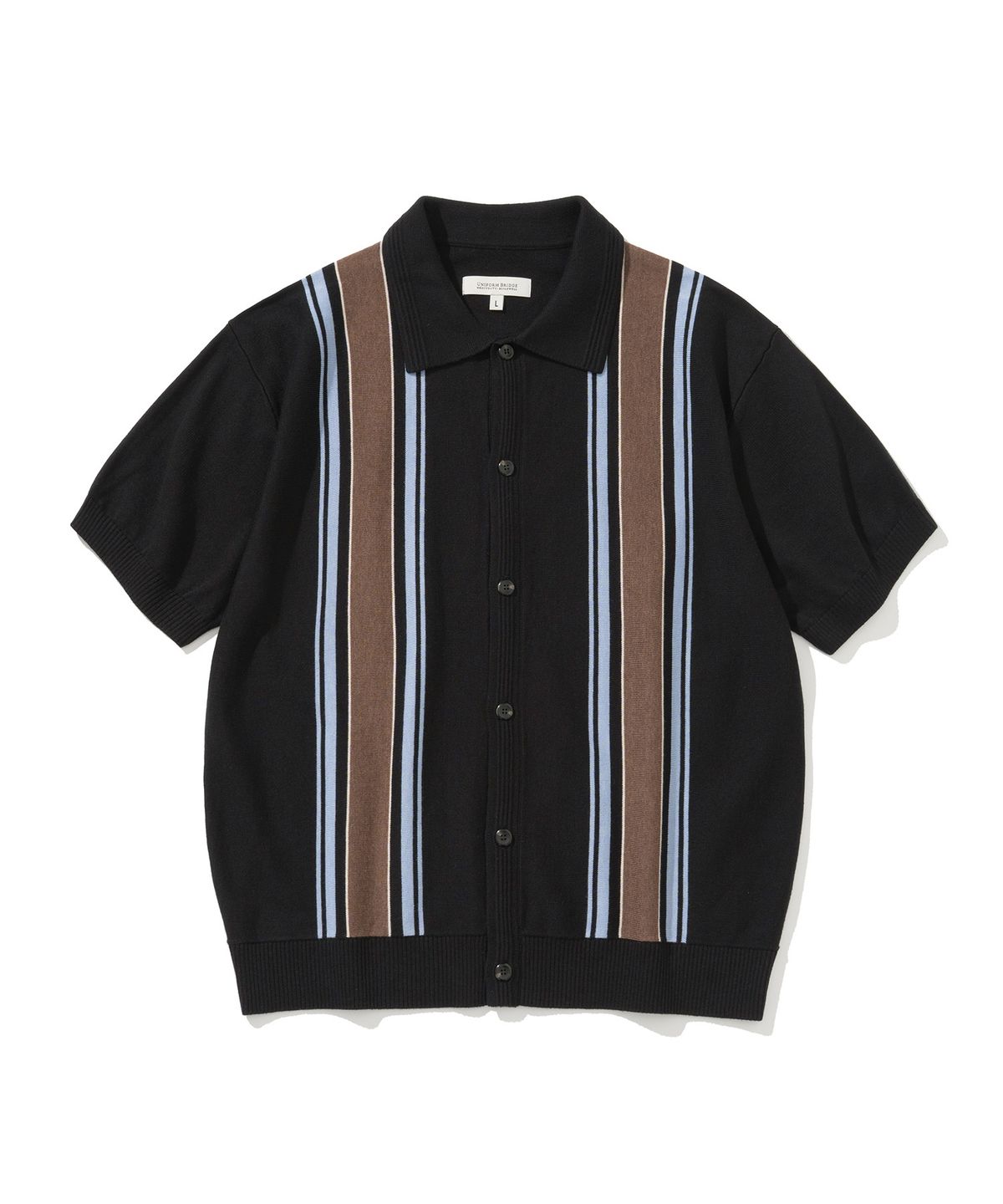 유니폼브릿지(UNIFORM BRIDGE) collar s/s knit cardigan black