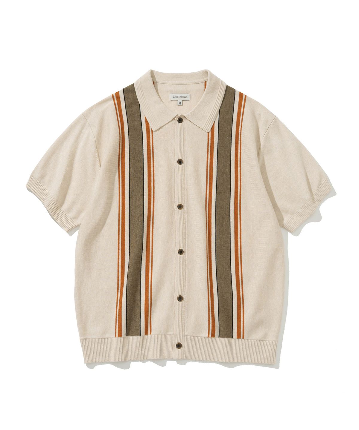 유니폼브릿지(UNIFORM BRIDGE) collar s/s knit cardigan light beige