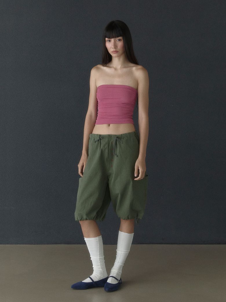 Low Waist Cargo Shorts_Khaki