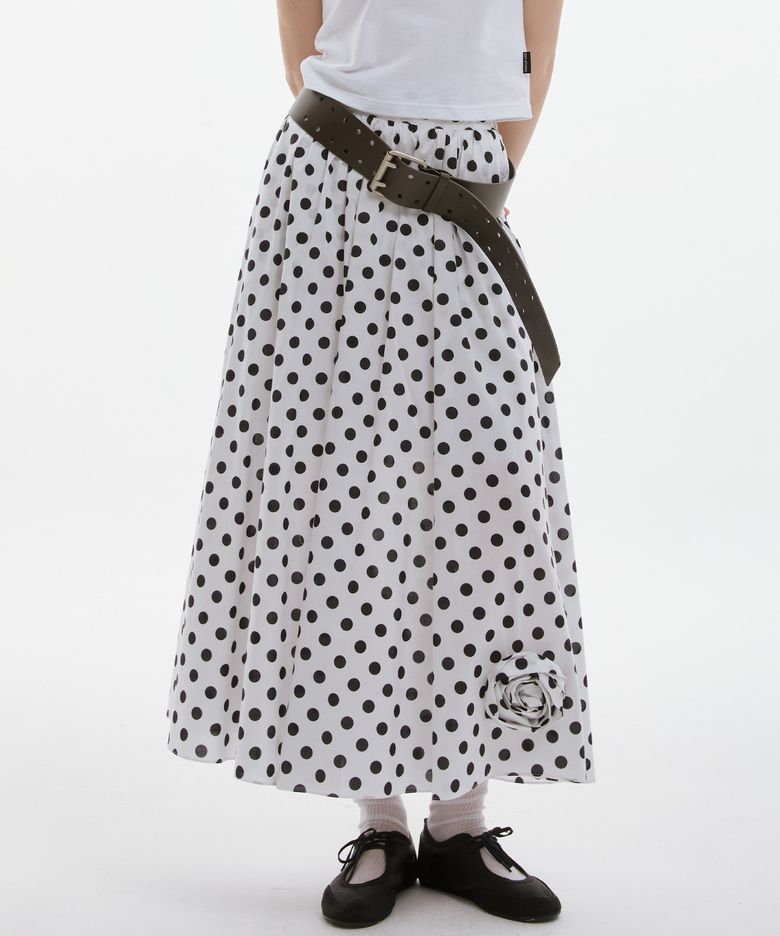 maxi dot corsage skirt (white)