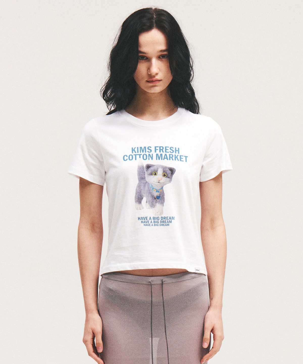 킴스 프레시 코튼 마켓(KIMS FRESH COTTON MARKET) (Unisex) Mad Eyes Cat Tee White