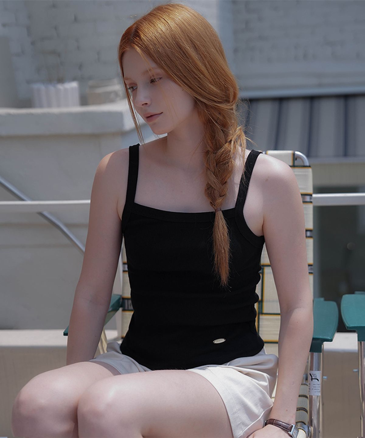 드헤베(DEHEVE) Square Cotton Sleeveless [Black]