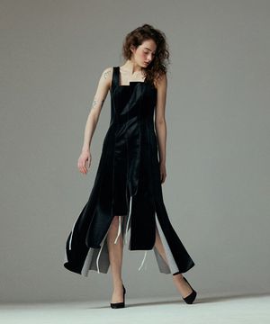 Vegan leather  patchwork dress