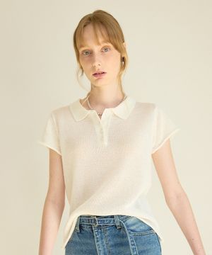 Linen Paper Blend Collar Knit Ivory