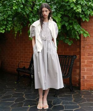 셔링 스트링 드레스 / 그레이