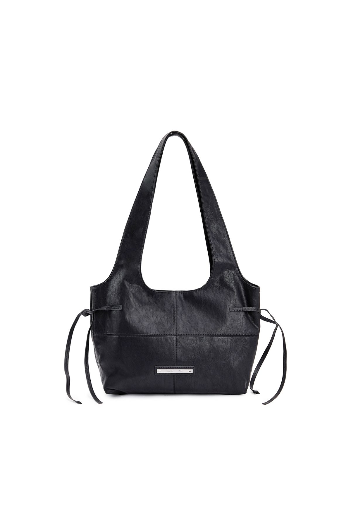 MUSINSA公式 | MATIN KIM SIDE STRING LEATHER SHOULDER BAG IN BLACK