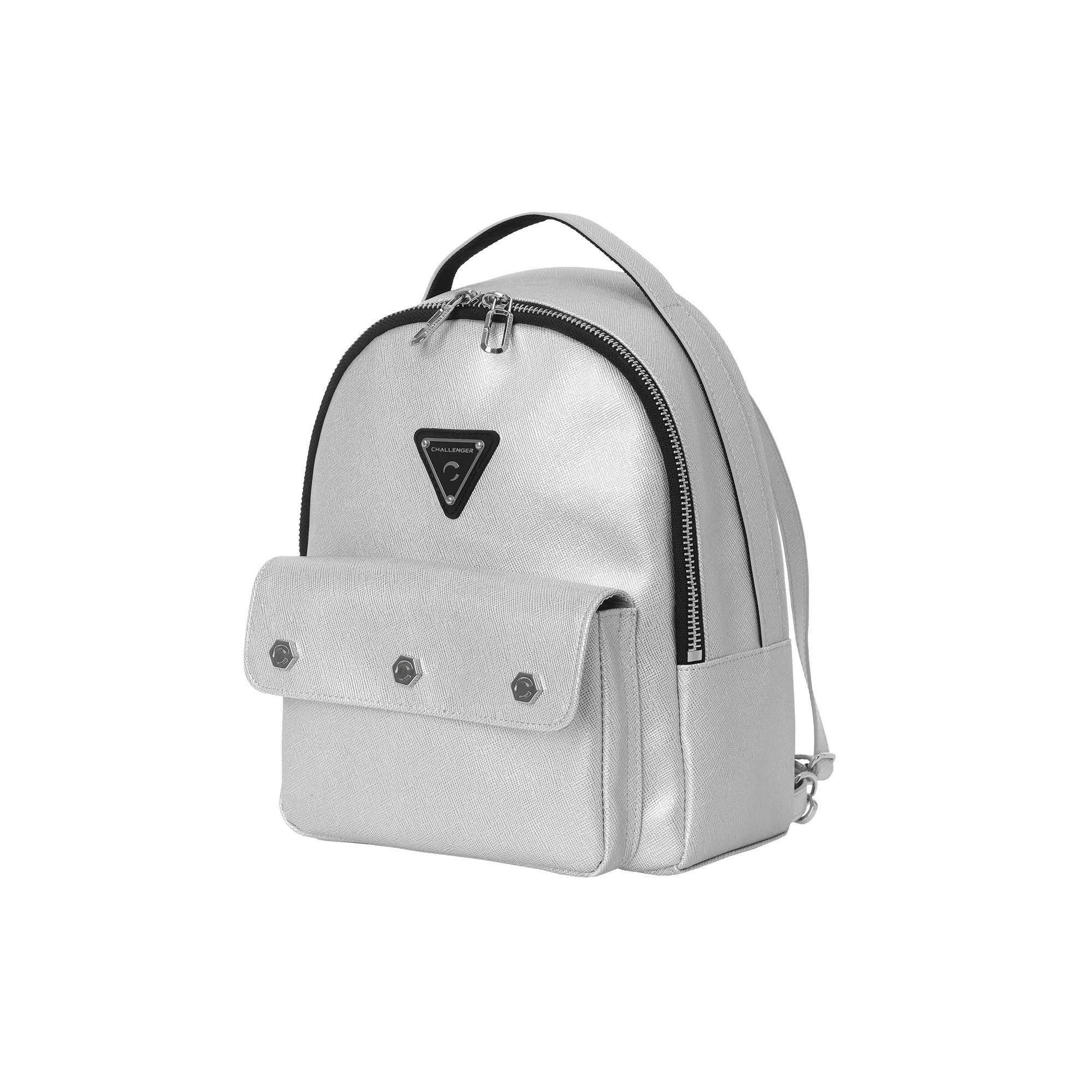 MUSINSA CHALLENGER Women's Saffiano 2WAY Mini Backpack Silver