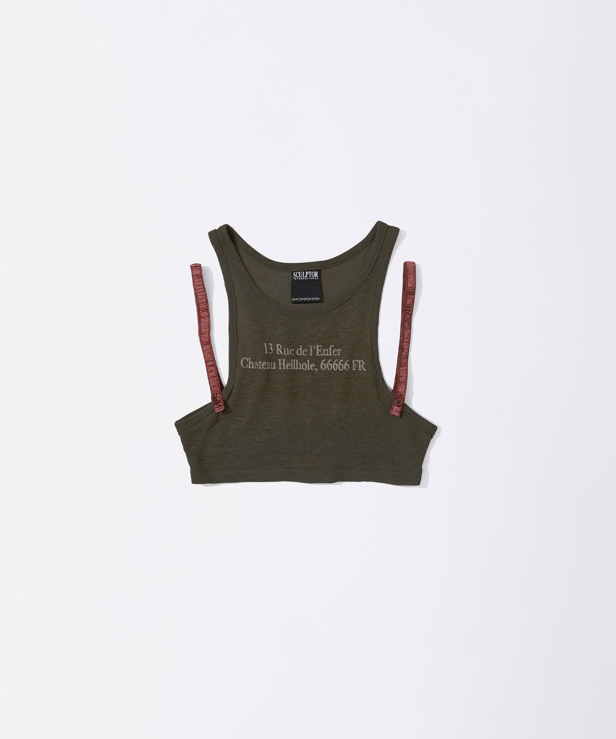 스컬프터(SCULPTOR) Zip 66666 Underboob Tank Khaki