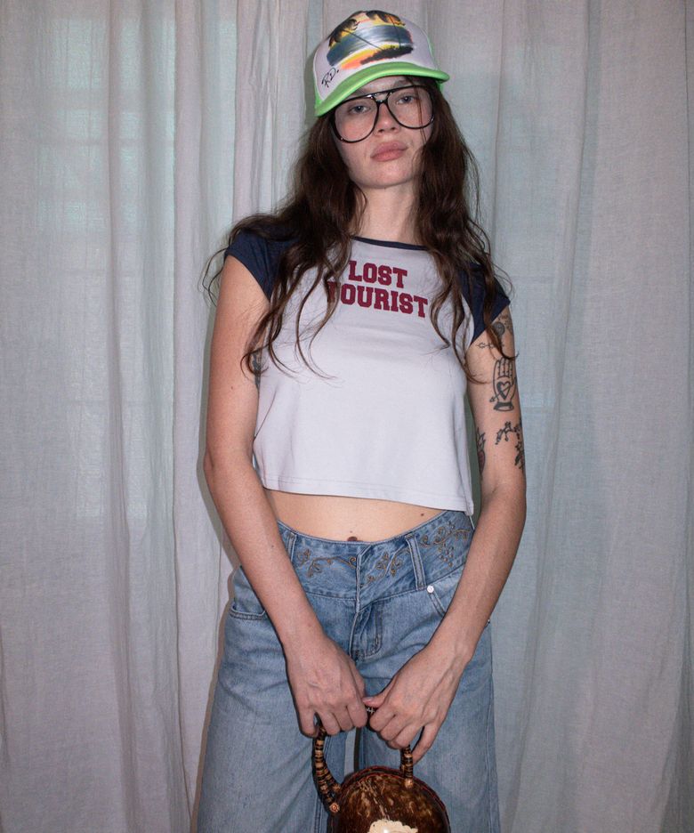 Lost Tourist Tee Raw/Dusty Navy