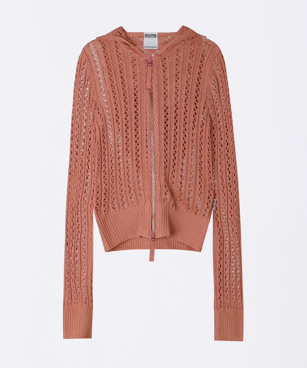 스컬프터(SCULPTOR) Hooded Zip-Up Knit Fuchsia