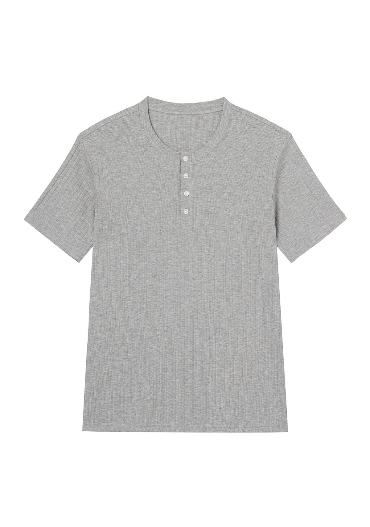 세비지(SAVAGE) Henley Neck Jersey Half Sleeve - Grey