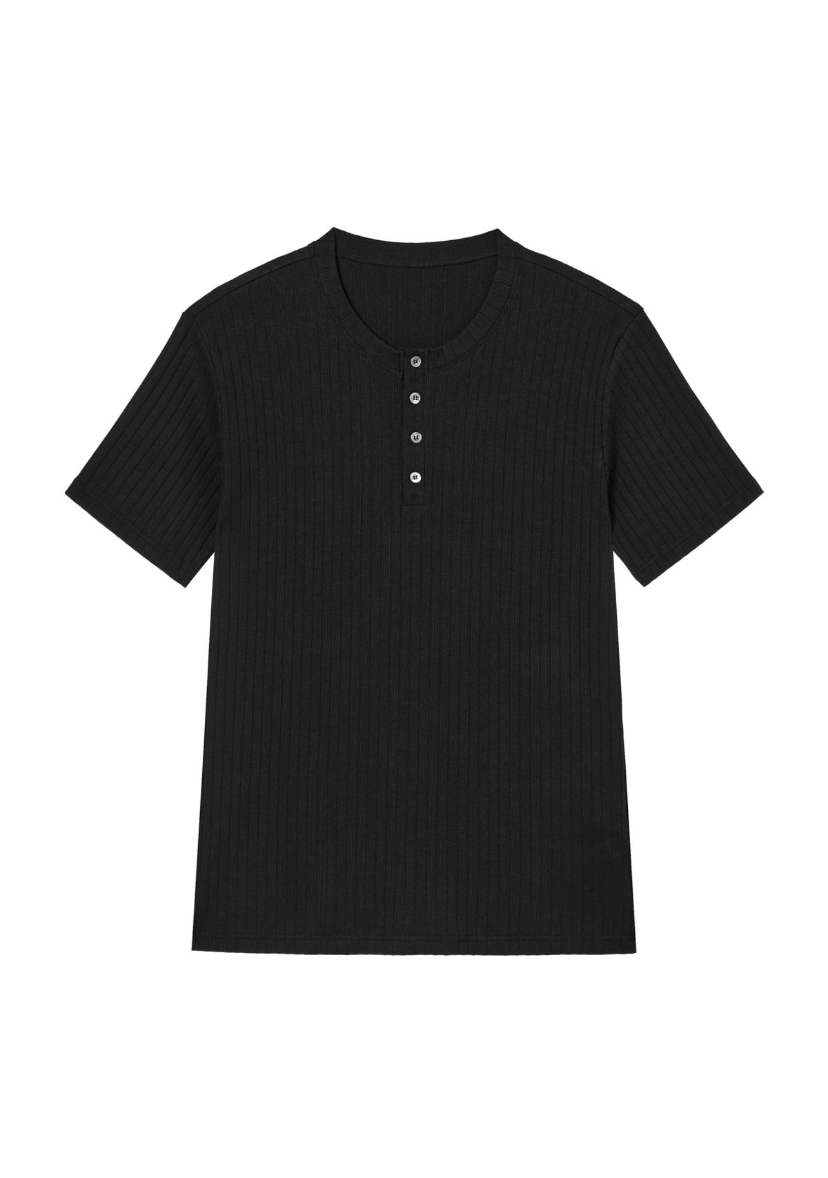 세비지(SAVAGE) Henley Neck Jersey Half Sleeve - Black