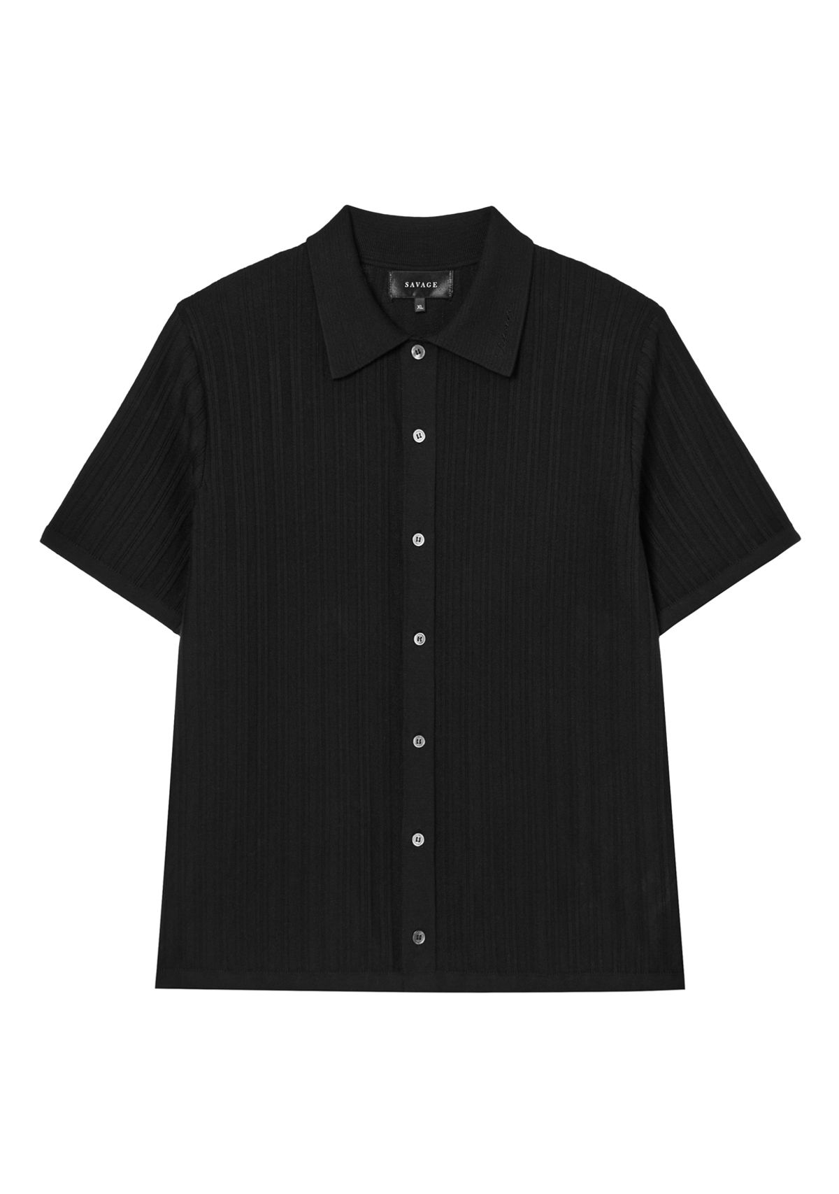 세비지(SAVAGE) Collar Knit Shirts - Black
