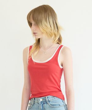 U Neck Double Layered Sleeveless Red