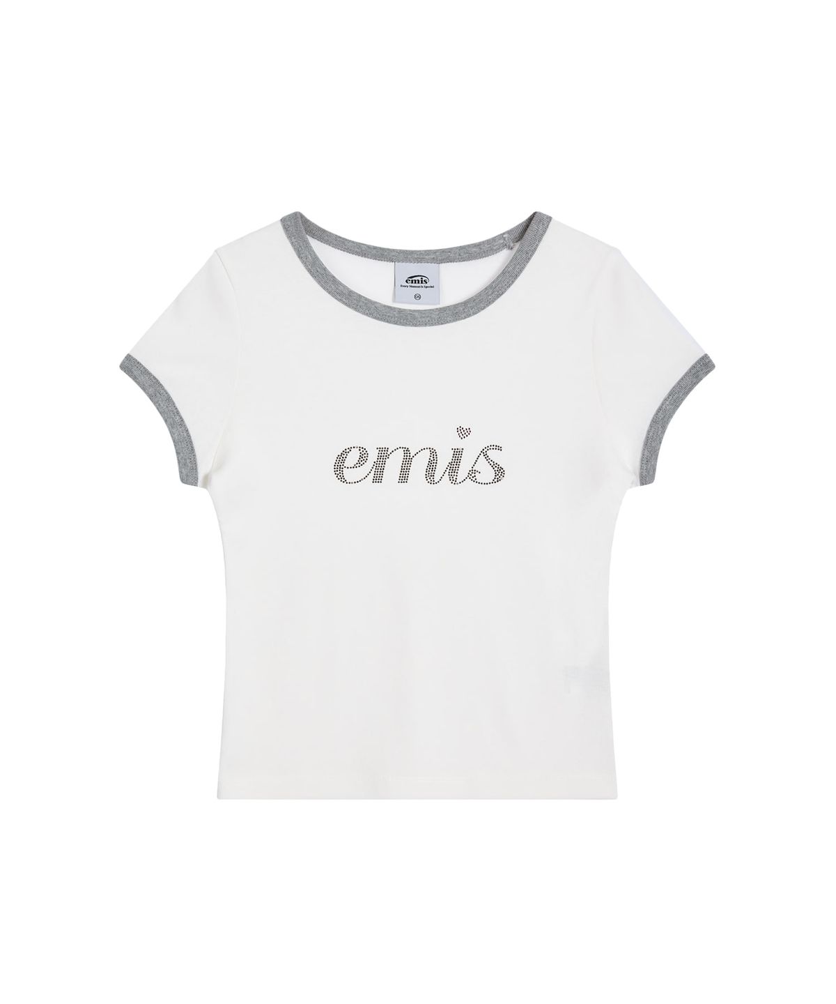 이미스(EMIS) LETTERING RHINESTONE T-SHIRT-WHITE