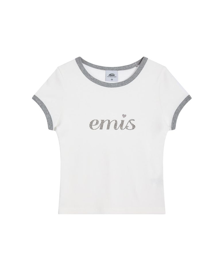 LETTERING RHINESTONE T-SHIRT-WHITE