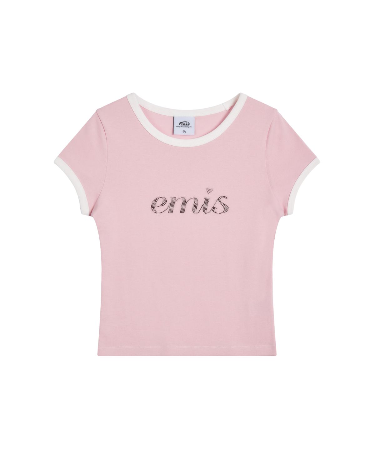 이미스(EMIS) LETTERING RHINESTONE T-SHIRT-PINK