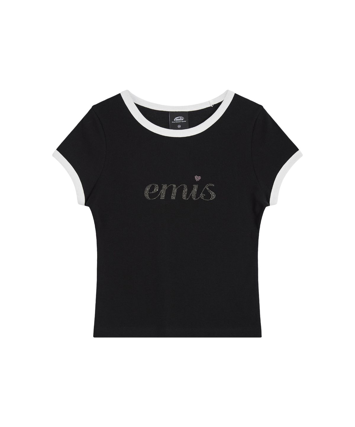 이미스(EMIS) LETTERING RHINESTONE T-SHIRT-BLACK
