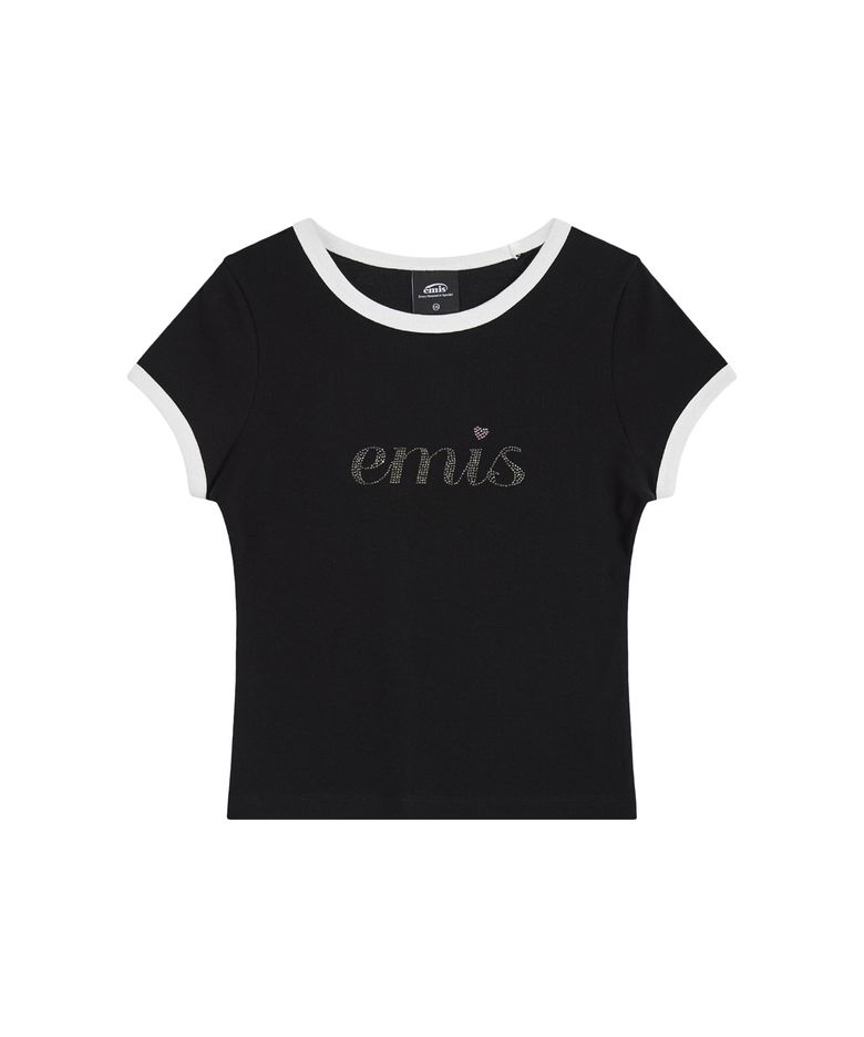 LETTERING RHINESTONE T-SHIRT-BLACK