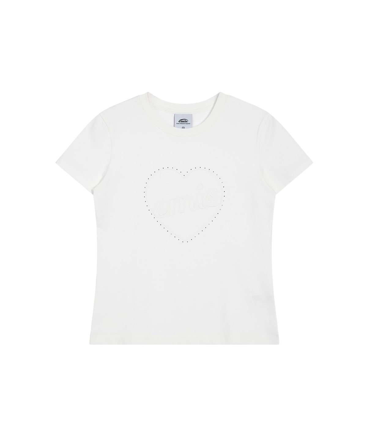 이미스(EMIS) HEART RHINESTONE T-SHIRT-WHITE