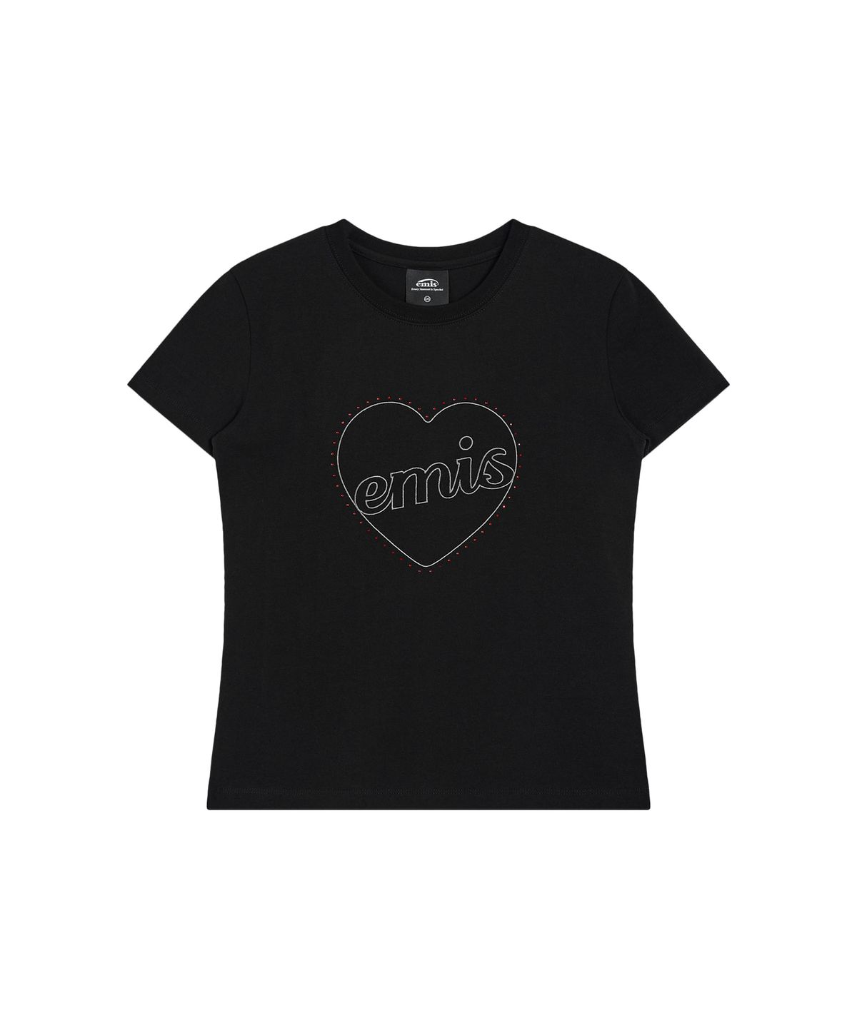 이미스(EMIS) HEART RHINESTONE T-SHIRT-BLACK