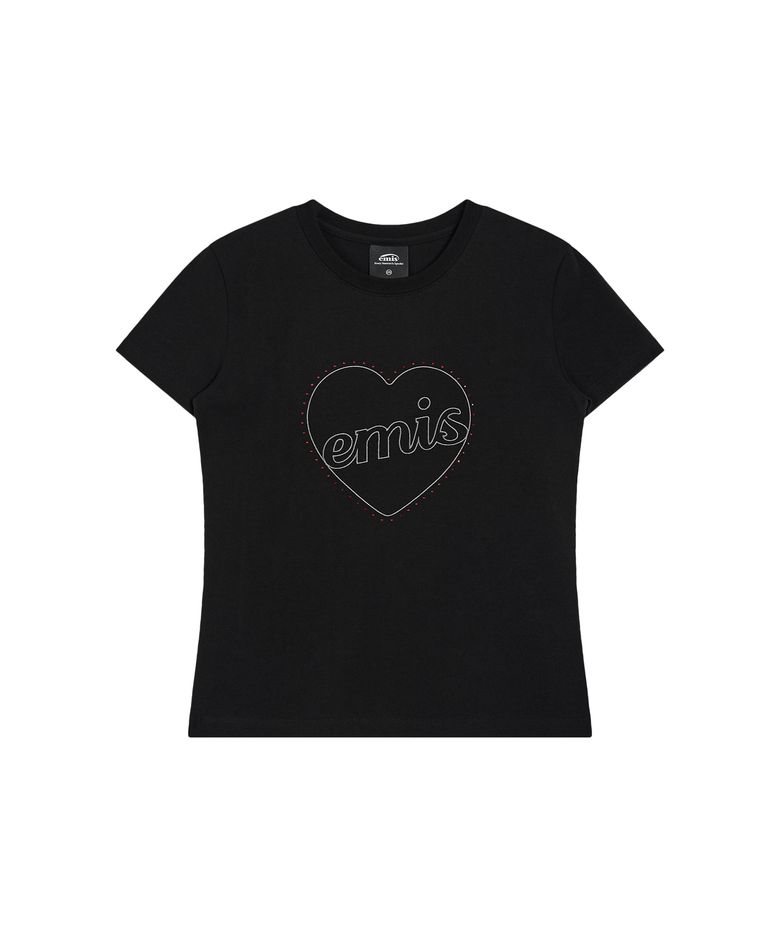 HEART RHINESTONE T-SHIRT-BLACK