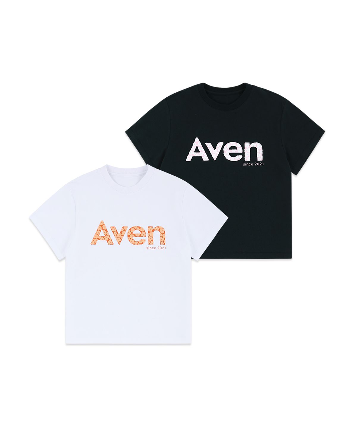 에이븐(AVEN) [2PACK] 플라워 발포나염 로고 티셔츠