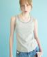 U Neck Stripe Sleeveless Melange Gray