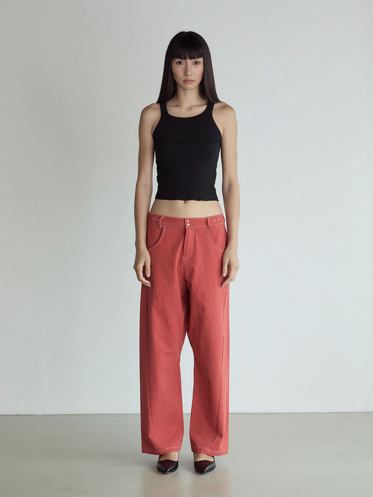비수스(VISUS) Stitch Lowrise Cotton Pants_Red