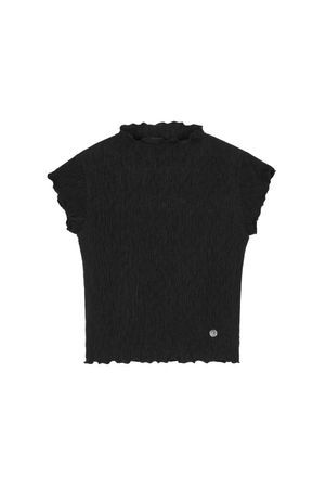 DEINET FRILL TOP IN BLACK