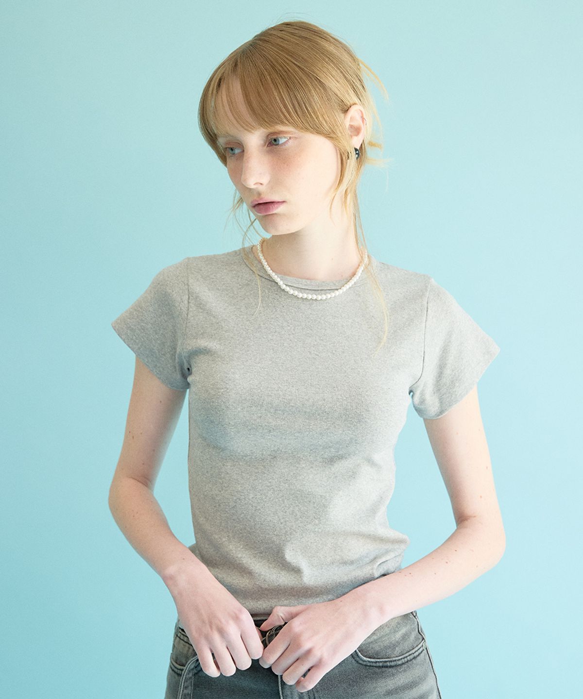 코케트(COQUET) Essential Crewneck T Melange Gray