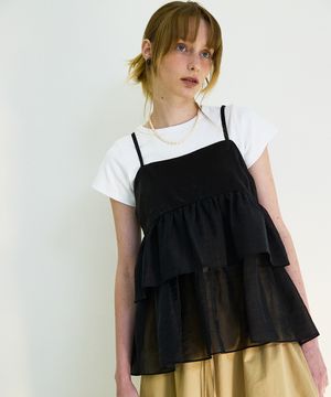 Satin Mini Bustier Frill Ops Black