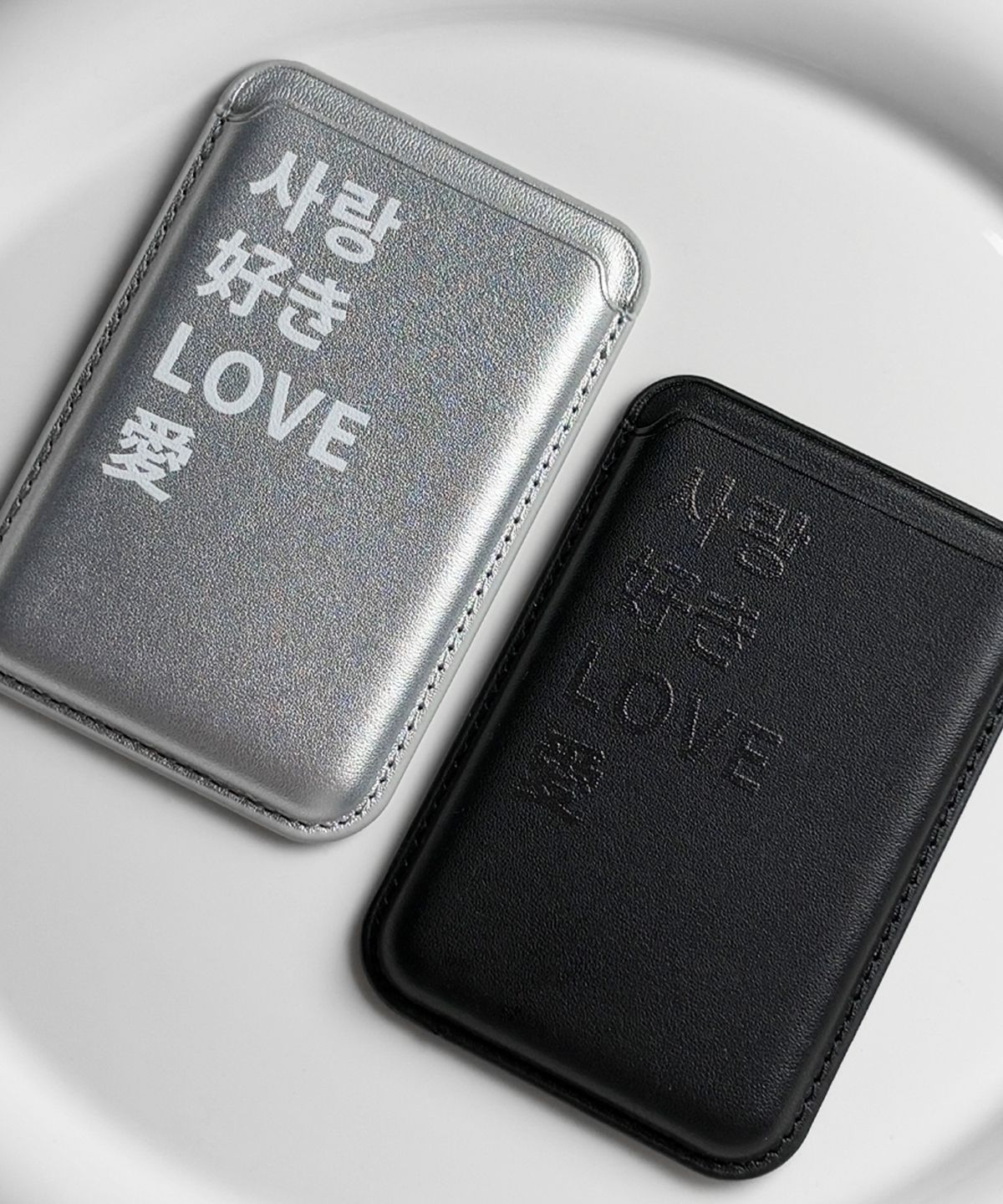 속담(SOKDAM) 사랑 블랙 실버 맥세이프 카드지갑