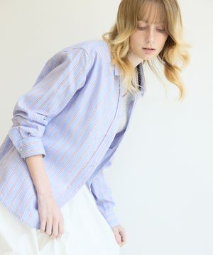 Classic Loose Fit Stitch Stripe Shirt Sky Blue