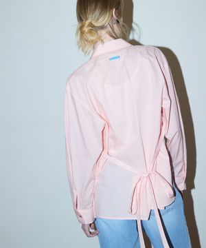 Sheer Layered Belted Shirt Rose Pink
